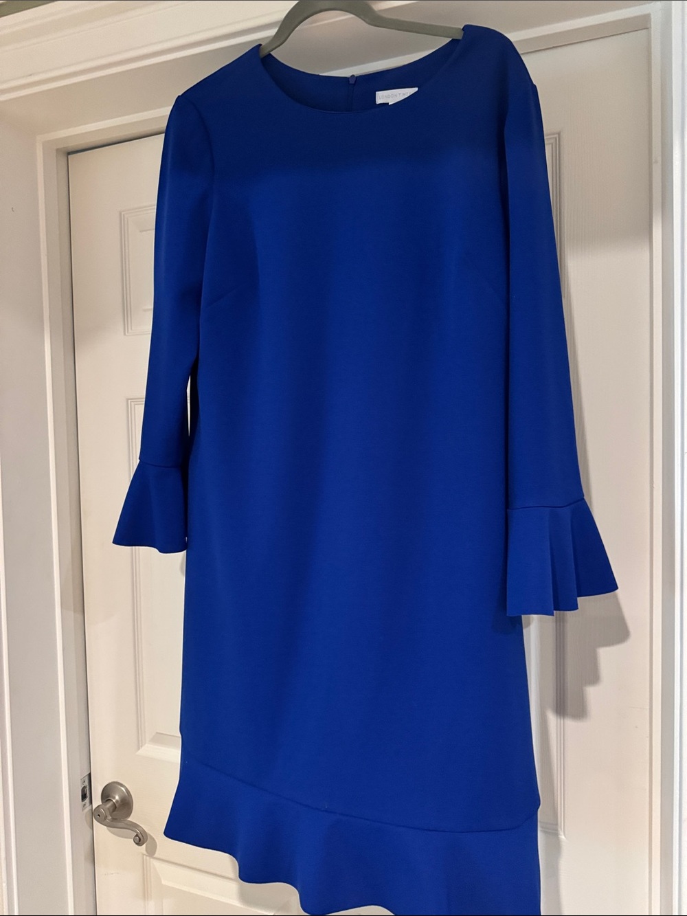 London Times Cobalt Blue Bell-Sleeve Shift Dress